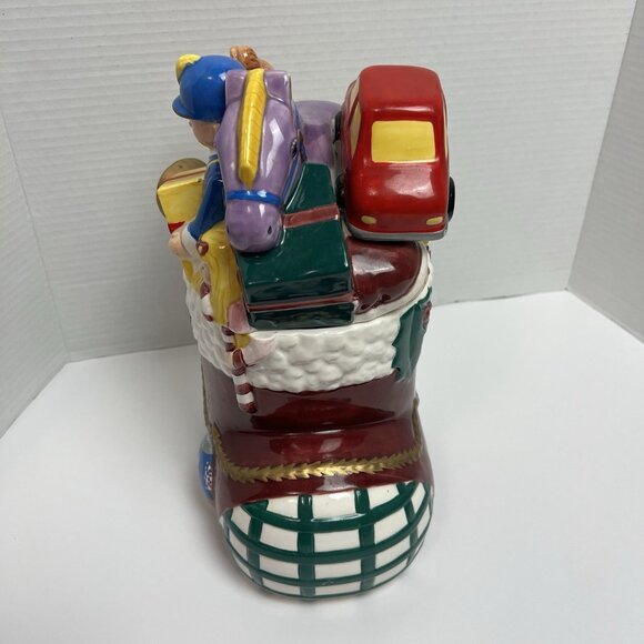 Christmas Village Ceramic Christmas Stocking Cookie Jar Original Box - Picture 2 of 9